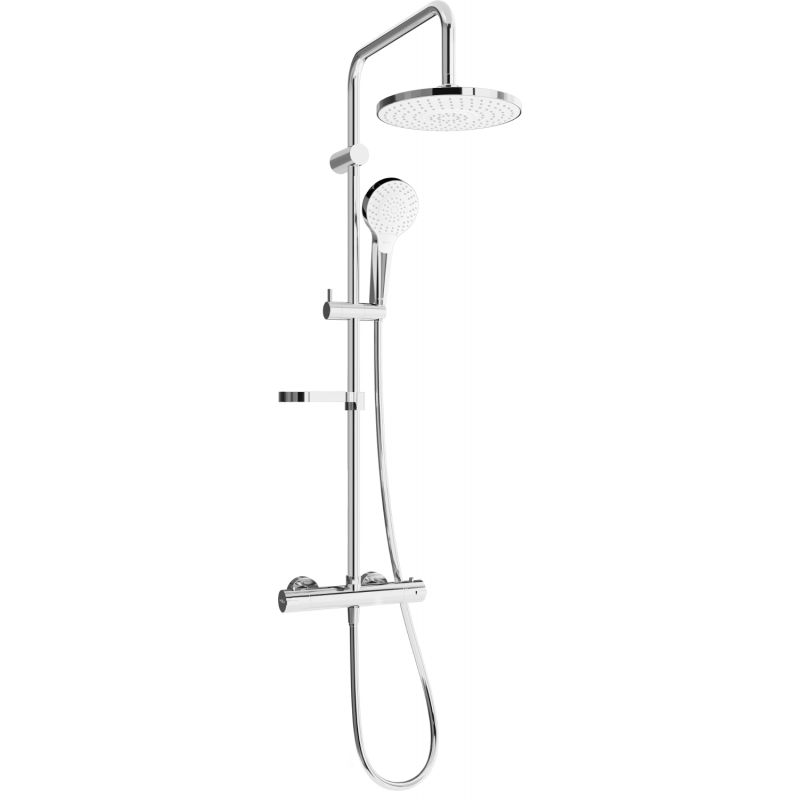 Mexen KX05 ensemble de douche à montage mural avec pomme de douche et mitigeur thermostatique, chrome/blanc - 771500591-00