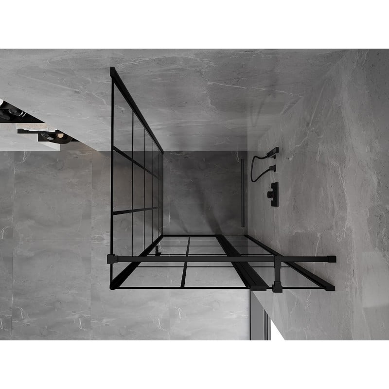 Mexen Mist T cabine de douche pivotante droite 120 x 120 cm, grille noire, noir - 8A4T-120-120-70-77-P