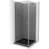 Mexen Pretoria cabine de douche battante 70 x 70 cm, graphite, chrome + receveur plat, noir - 852-070-070-01-40-4070