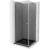 Mexen Pretoria cabine de douche pivotante 70 x 70 cm, graphite, chrome + receveur Flat, noir - 852-070-070-01-40-4070