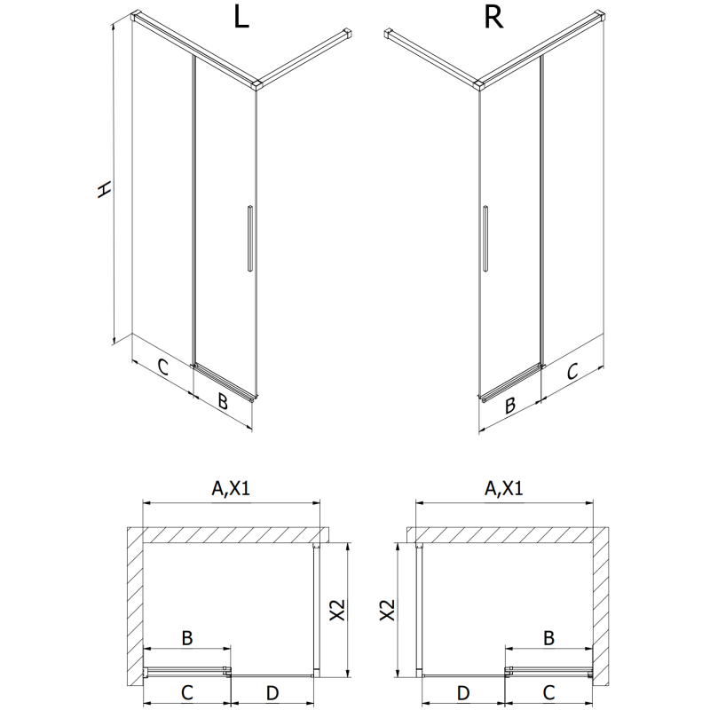 Mexen Rox Paroi de douche Walk-in 115 x 200 cm, transparent 8 mm, or brossé - 8C2-115-003-55-00