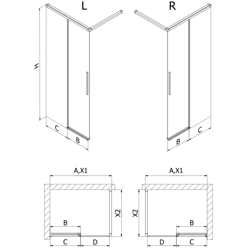 Mexen Rox paroi de douche Walk-in 115 x 200 cm, transparent 8 mm, or rose - 8C2-115-003-60-00