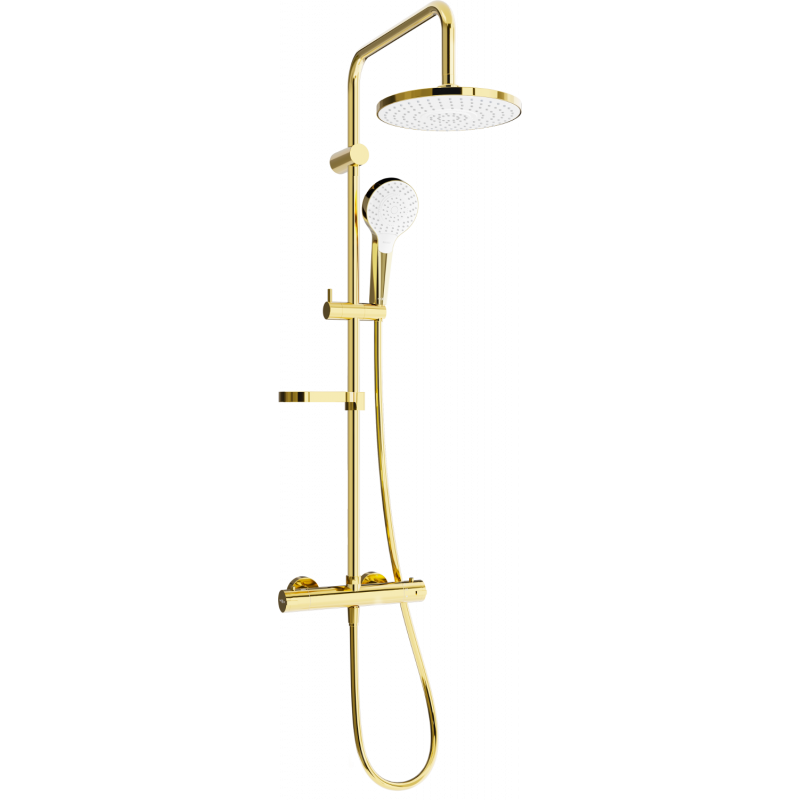 Mexen KX05 ensemble de douche extérieur avec pommeau de douche et mitigeur thermostatique, or/blanc - 771500591-50
