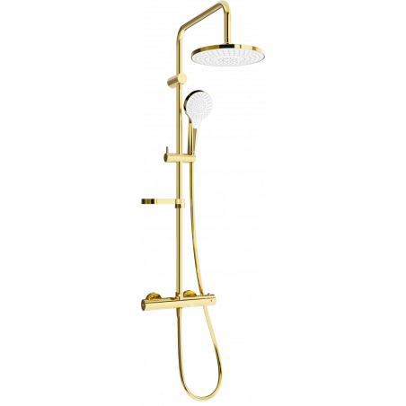 Mexen KX05 ensemble de douche mural avec pomme de douche et robinet thermostatique, or/blanc - 771500591-50