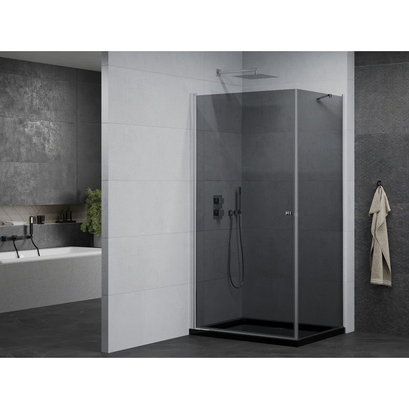 Mexen Pretoria cabine de douche pivotante 70 x 120 cm, graphite, chrome + receveur Flat, noir - 852-070-120-01-40-4070