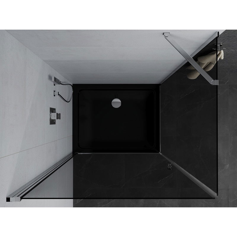 Mexen Pretoria cabine de douche pivotante 70 x 120 cm, graphite, chrome + receveur Flat, noir - 852-070-120-01-40-4070