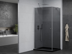 Mexen Pretoria cabine de douche pivotante 80 x 70 cm, graphite, chrome + receveur Flat, noir - 852-080-070-01-40-4070