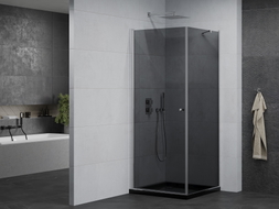 Mexen Pretoria cabine de douche pivotante 80 x 80 cm, graphite, chrome + receveur plat, noir - 852-080-080-01-40-4070