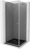 Mexen Pretoria cabine de douche pivotante 80 x 80 cm, graphite, chrome + receveur Flat, noir - 852-080-080-01-40-4070