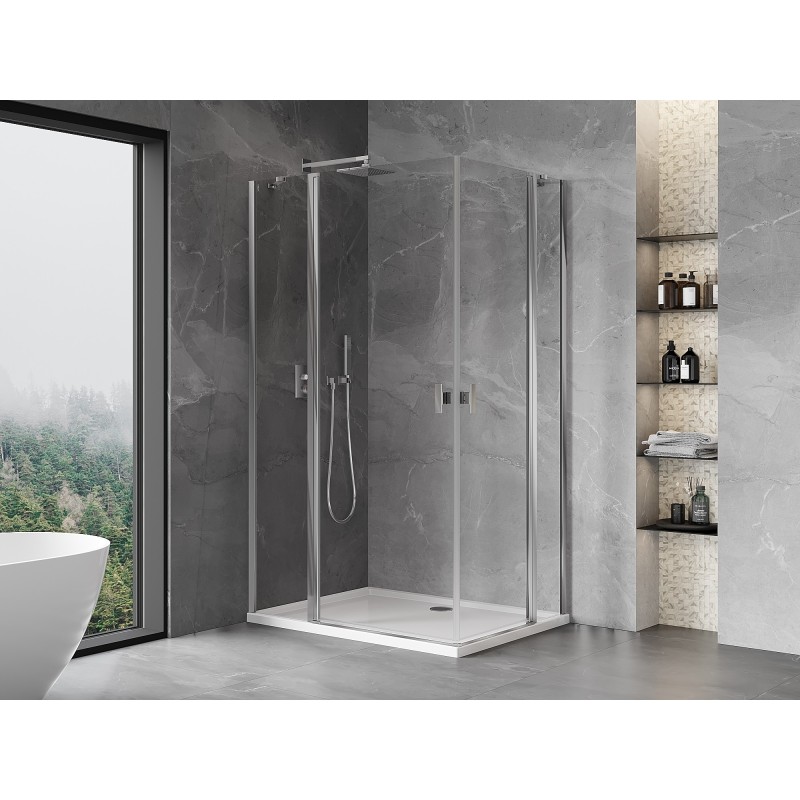 Mexen Mist Duo cabine de douche pivotante 80 x 70 cm, transparent, chrome - 8A4-080-070-01-00