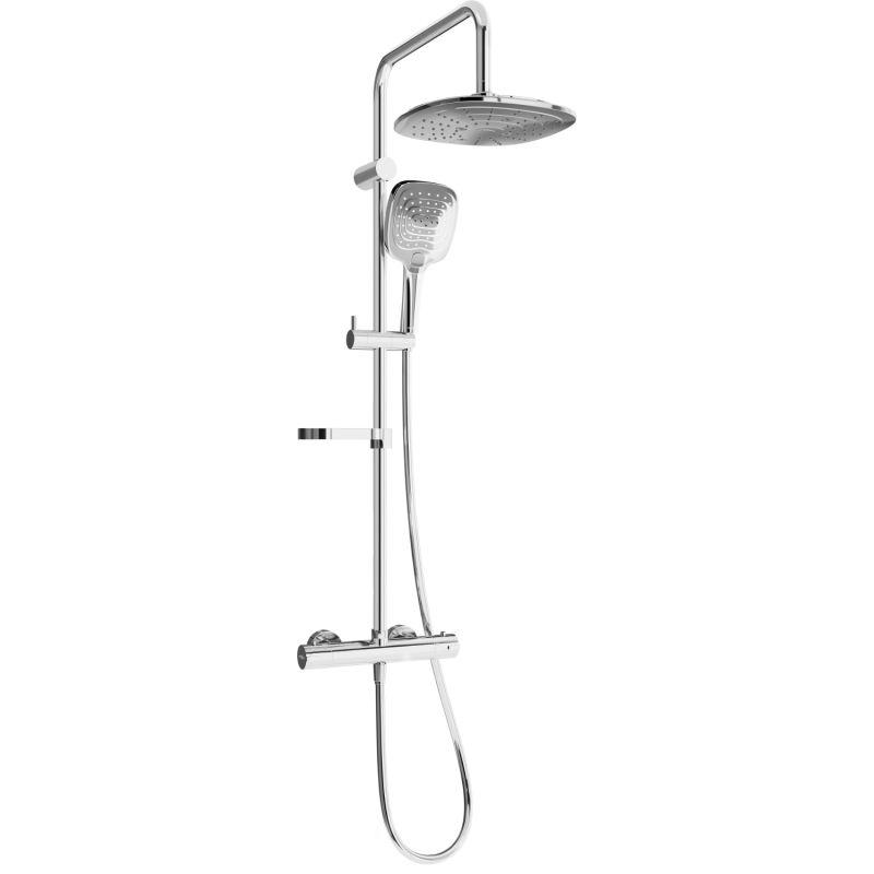 Mexen KX17 ensemble de douche apparent avec pommeau et robinet thermostatique, chrome - 771501791-00