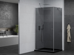 Mexen Pretoria cabine de douche pivotante 90 x 70 cm, graphite, chrome + bac Flat, noir - 852-090-070-01-40-4070