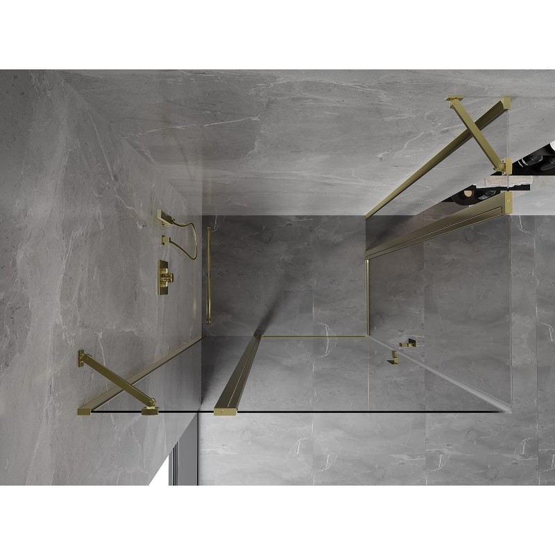 Mexen Mist Duo cabine de douche battante 80 x 70 cm, transparent, or - 8A4-080-070-50-00