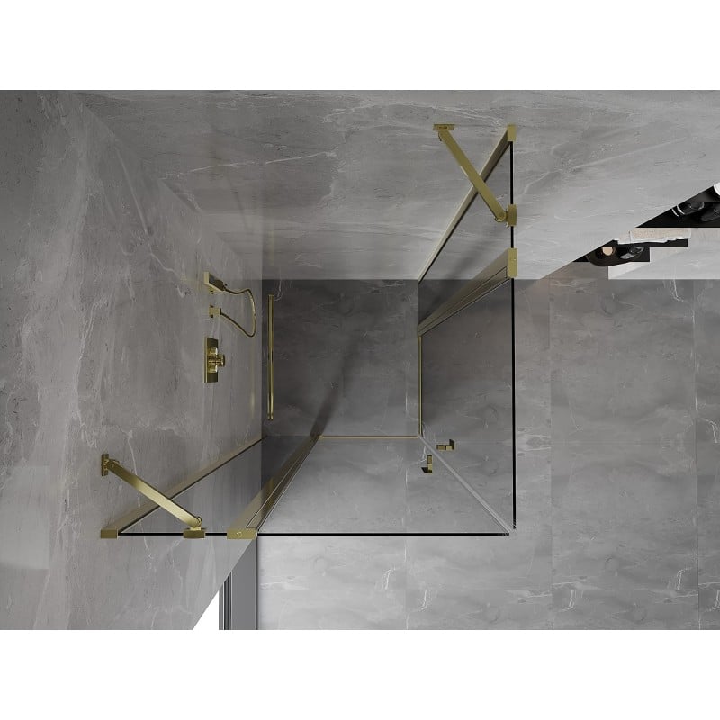 Mexen Mist Duo cabine de douche pivotante 85 x 85 cm, transparent, or - 8A4-085-085-50-00