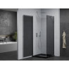 Mexen Pretoria cabine de douche pivotante 90 x 90 cm, graphite, chrome + receveur plat, noir - 852-090-090-01-40-4070