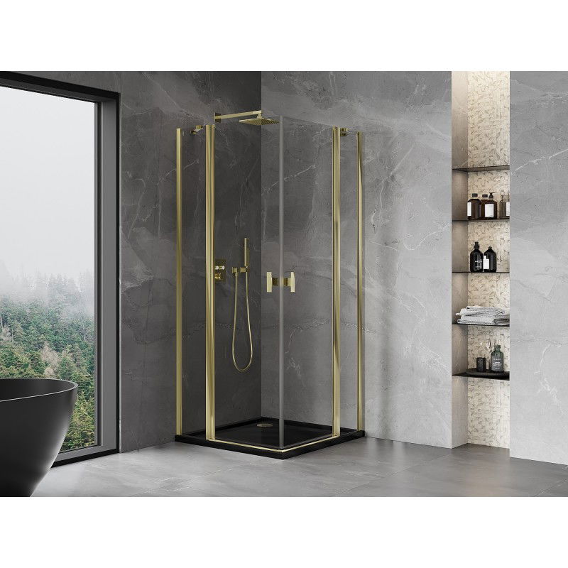 Mexen Mist Duo cabine de douche pivotante 95 x 95 cm, transparent, or - 8A4-095-095-50-00