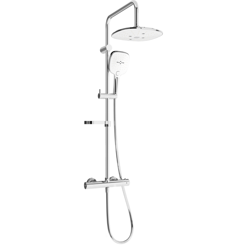 Mexen KX17 ensemble de douche à surface avec tête de pluie et robinet thermostatique, chrome/blanc - 771501791-02
