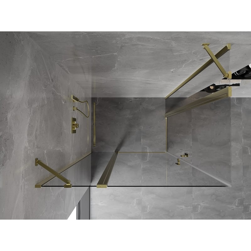 Mexen Mist Duo cabine de douche pivotante 120 x 100 cm, transparent, or - 8A4-120-100-50-00