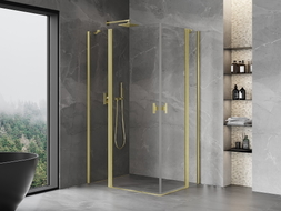 Mexen Mist Duo cabine de douche pivotante 105 x 75 cm, transparent, or brossé - 8A4-105-075-55-00