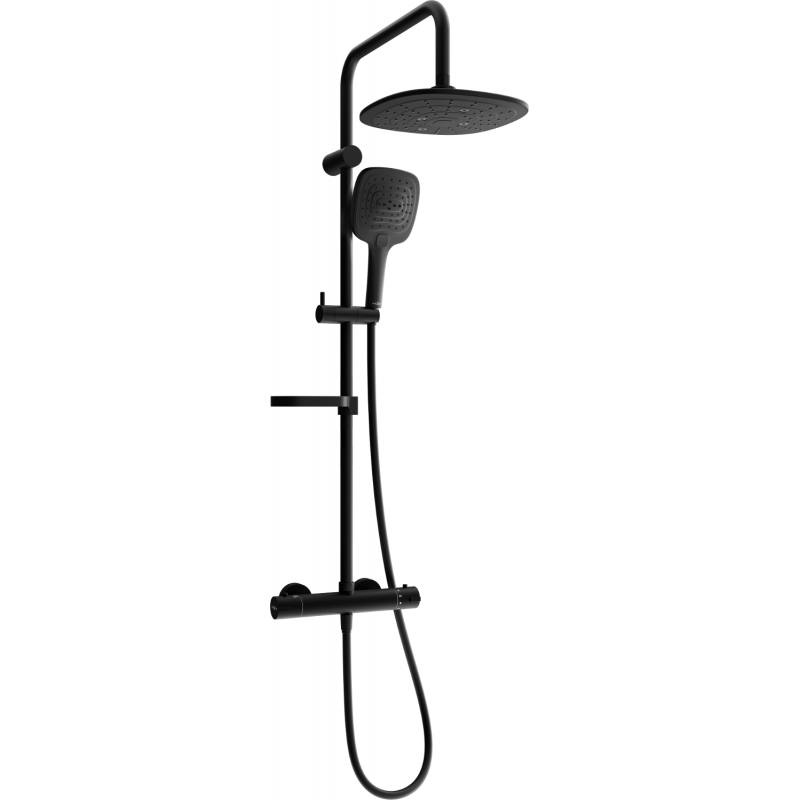 Ensemble de douche en saillie Mexen KX17 avec pomme de douche et robinet thermostatique, noir - 771501791-70