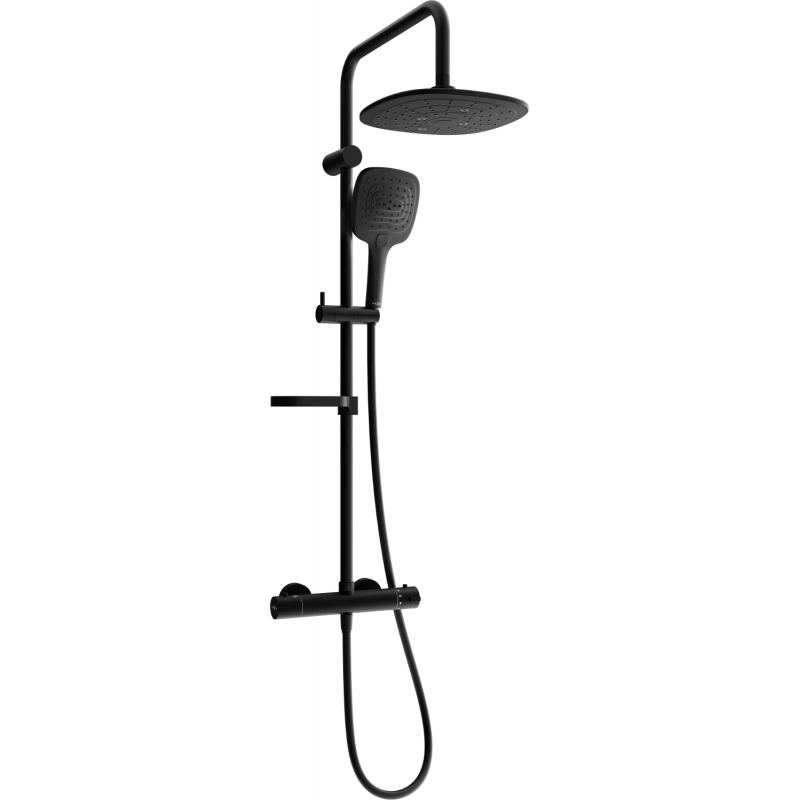 Mexen KX17 ensemble de douche apparent avec pomme de douche et mitigeur thermostatique, noir - 771501791-70