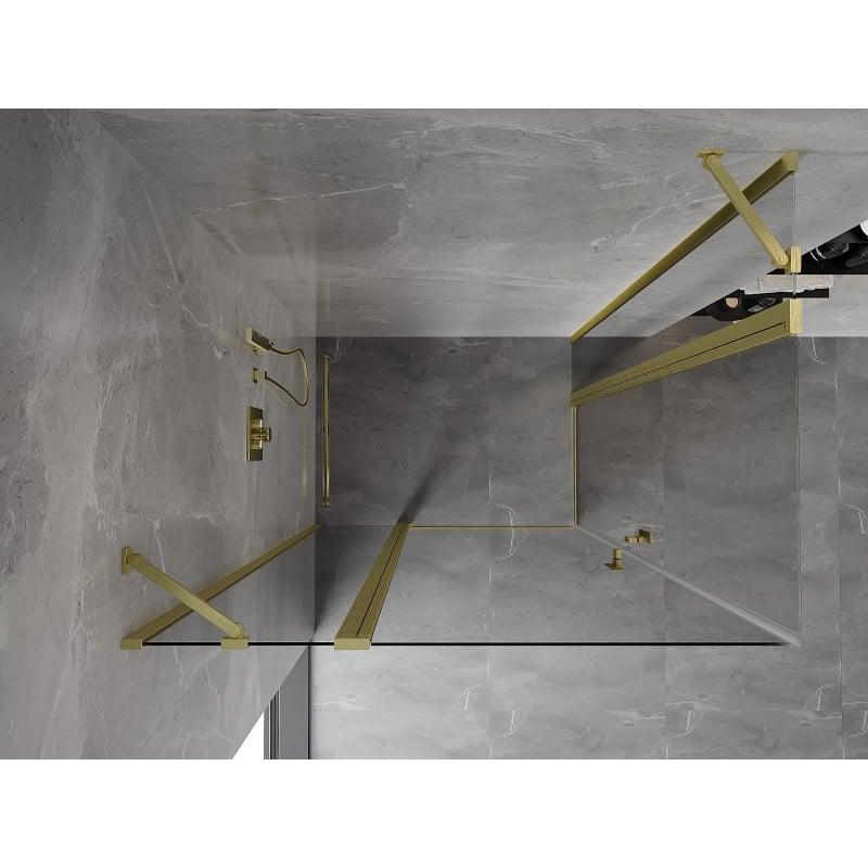 Mexen Mist Duo cabine de douche pivotante 110 x 105 cm, transparent, or brossé - 8A4-110-105-55-00