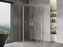 Mexen Mist Duo cabine de douche pivotante 110 x 110 cm, transparent, or brossé - 8A4-110-110-55-00