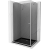 Mexen Pretoria cabine de douche pivotante 80 x 120 cm, graphite, chrome + receveur Flat, noir - 852-080-120-01-40-4070