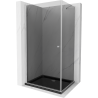 Mexen Pretoria cabine de douche pivotante 70 x 80 cm, graphite, chrom + receveur Flat, noir - 852-070-080-01-40-4070
