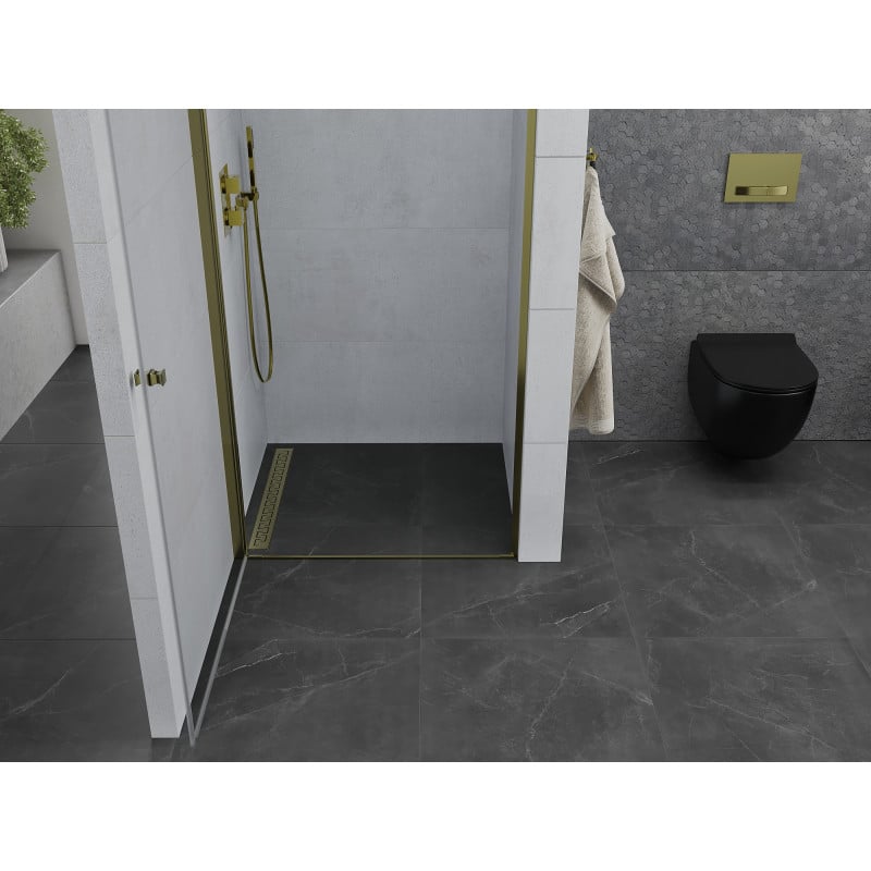 Mexen Pretoria porte de douche pivotante 100 cm, transparent, doré - 852-100-000-50-00