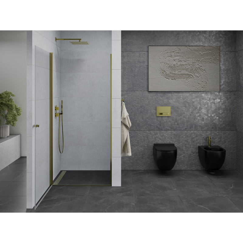 Mexen Pretoria porte de douche pivotante 100 cm, transparente, dorée - 852-100-000-50-00