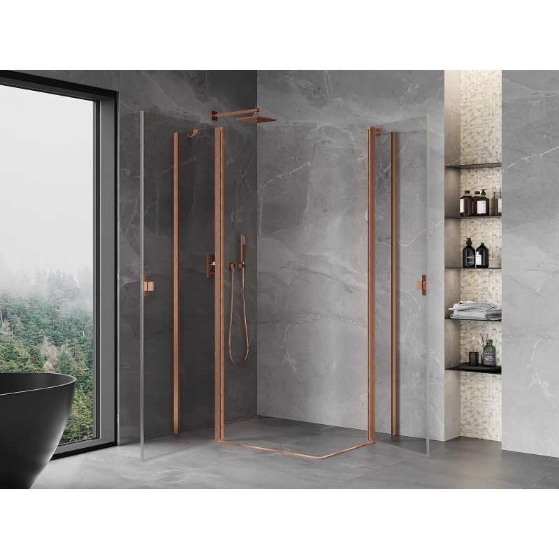 Mexen Mist Duo cabine de douche pivotante 105 x 90 cm, transparent, cuivre brossé - 8A4-105-090-65-00