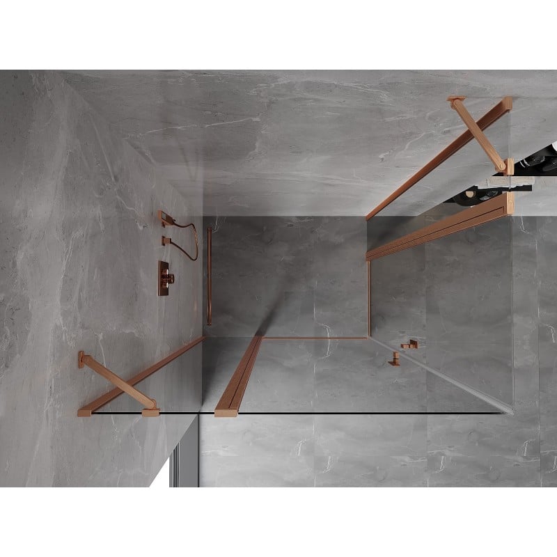 Mexen Mist Duo cabine de douche pivotante 120 x 90 cm, transparent, cuivre brossé - 8A4-120-090-65-00