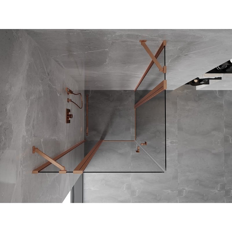 Mexen Mist Duo cabine de douche pivotante 120 x 120 cm, transparent, cuivre brossé - 8A4-120-120-65-00