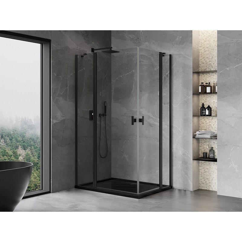 Mexen Mist Duo cabine de douche pliante 100 x 70 cm, transparente, noire - 8A4-100-070-70-00
