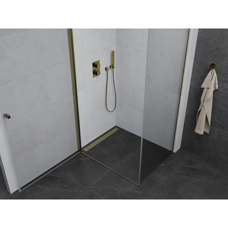 Mexen Pretoria cabine de douche pivotante 100 x 70 cm, transparent, doré - 852-100-070-50-00