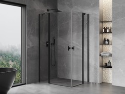 Mexen Mist Duo cabine de douche pivotante 80 x 75 cm, transparent, noire - 8A4-080-075-70-00