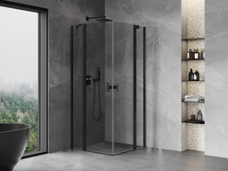 Mexen Mist Duo cabine de douche pivotante 85 x 85 cm, transparent, noir - 8A4-085-085-70-00
