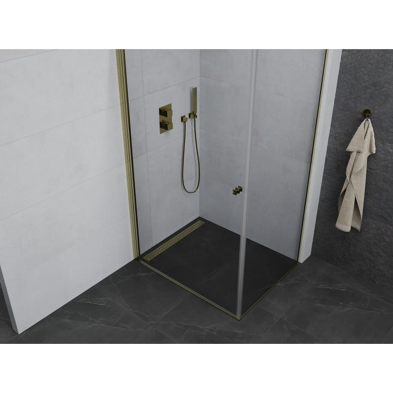 Mexen Pretoria cabine de douche pivotante 100 x 80 cm, transparent, or - 852-100-080-50-00