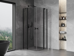 Mexen Mist Duo cabine de douche pivotante 90 x 90 cm, transparent, noire - 8A4-090-090-70-00