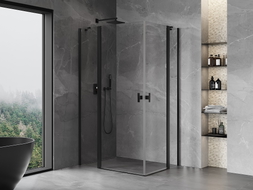 Mexen Mist Duo cabine de douche pivotante 110 x 100 cm, transparent, noir - 8A4-110-100-70-00