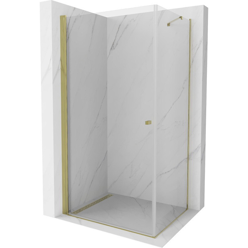 Mexen Pretoria cabine de douche à charnière 100 x 90 cm, transparente, dorée - 852-100-090-50-00