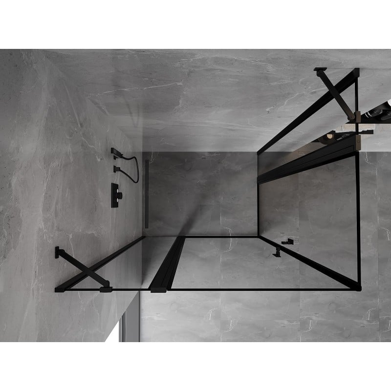 Mexen Mist Duo cabine de douche pivotante 95 x 70 cm, cadre noir, noir - 8A4-095L-070P-70-70