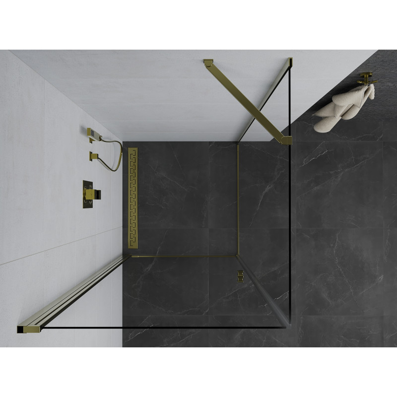 Mexen Pretoria cabine de douche battante 100 x 100 cm, transparente, dorée - 852-100-100-50-00
