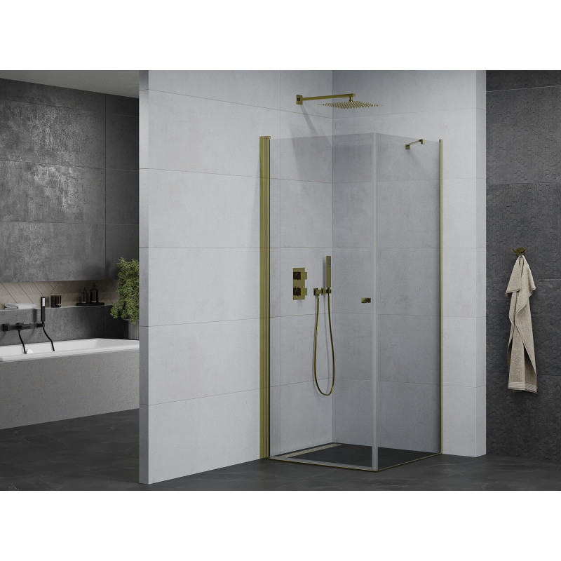 Mexen Pretoria cabine de douche battante 100 x 100 cm, transparente, dorée - 852-100-100-50-00