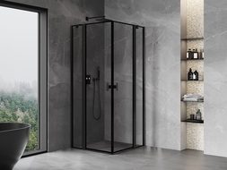 Mexen Mist Duo cabine de douche pivotante 80 x 80 cm, cadre noir, noir - 8A4-080L-080P-70-70
