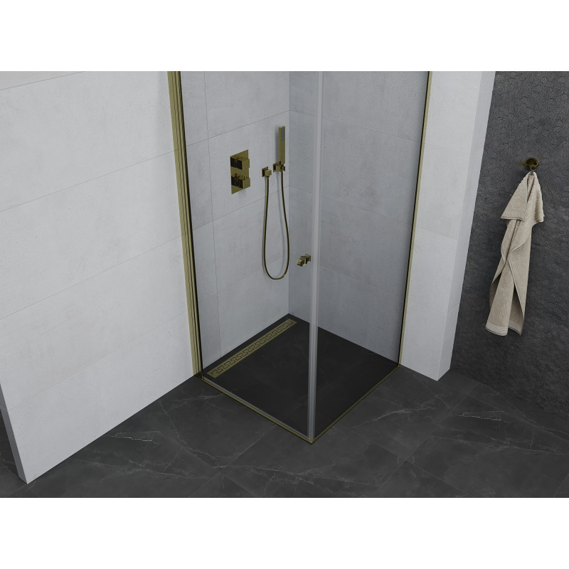 Mexen Pretoria cabine de douche battante 100 x 100 cm, transparente, dorée - 852-100-100-50-00