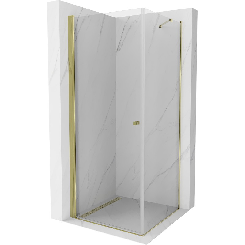 Mexen Pretoria cabine de douche pivotante 100 x 100 cm, transparent, or - 852-100-100-50-00