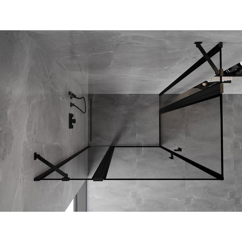 Mexen Mist Duo cabine de douche battante 115 x 80 cm, cadre noir, noir - 8A4-115L-080P-70-70
