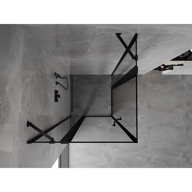 Mexen Mist Duo cabine de douche pivotante 90 x 90 cm, cadre noir, noir - 8A4-090L-090P-70-70